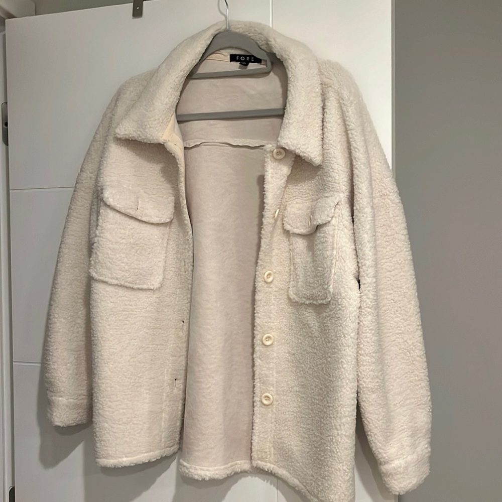 OVERSIZED CREAM SHERPA TEDDY SHACKET